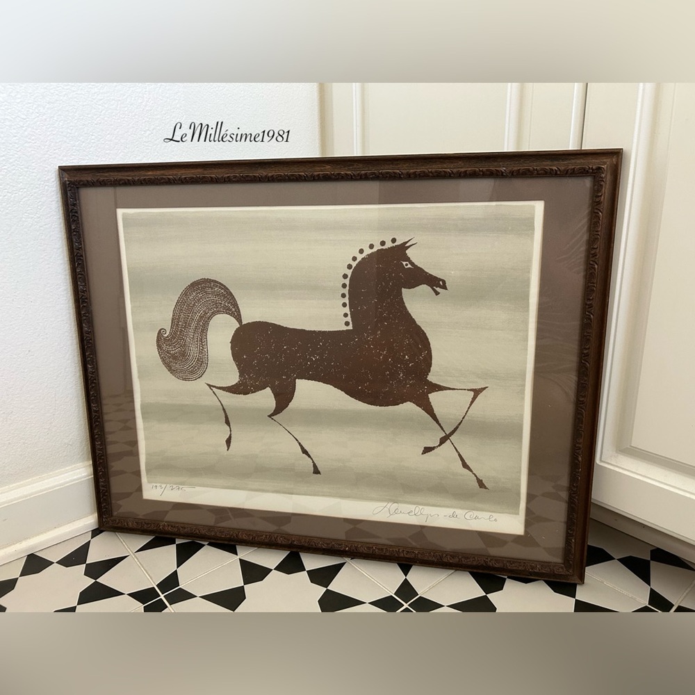 🛑SOLD🛑Vintage Keith Llewellyn De Carlo Numbered Lithograph Print Horse | Framed